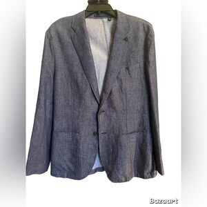 Ted Baker Navy Denim Linen Blend Blazer size S